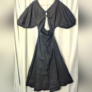 Nasty Gal Knot Front Puff Sleeve Poplin Midi Tea Dress - 2
